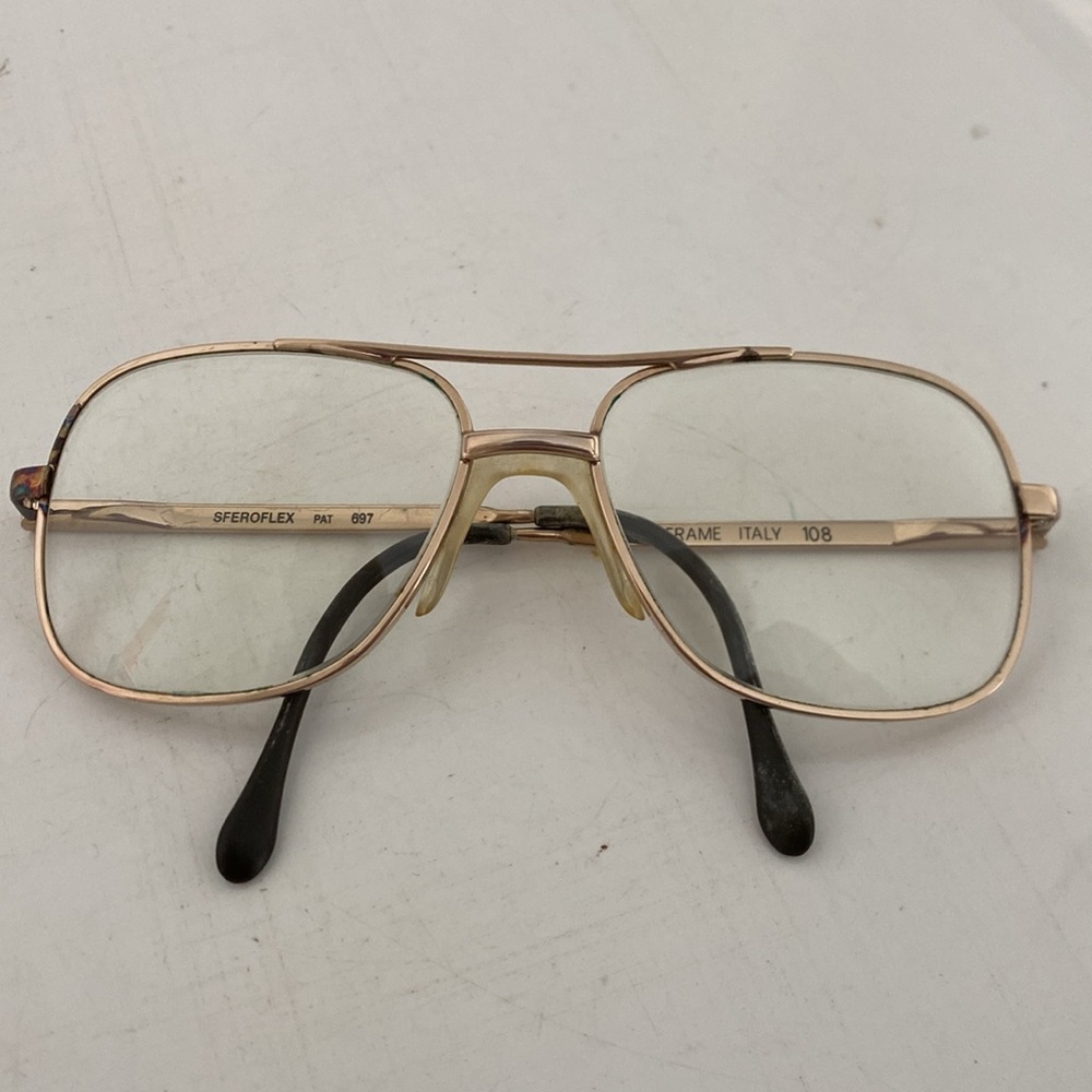 Vintage Sferoflex Aviator Oversize Men’s Goldtone Eyeglasses - Made in Italy. - Picture 16 of 16